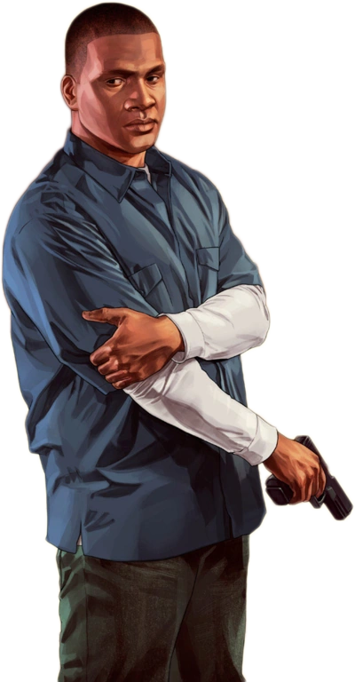Franklin Clinton, protagonista de GTA V, con el horizonte de Los Santos.