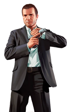Michael De Santa, protagonista de GTA V, en un entorno urbano.