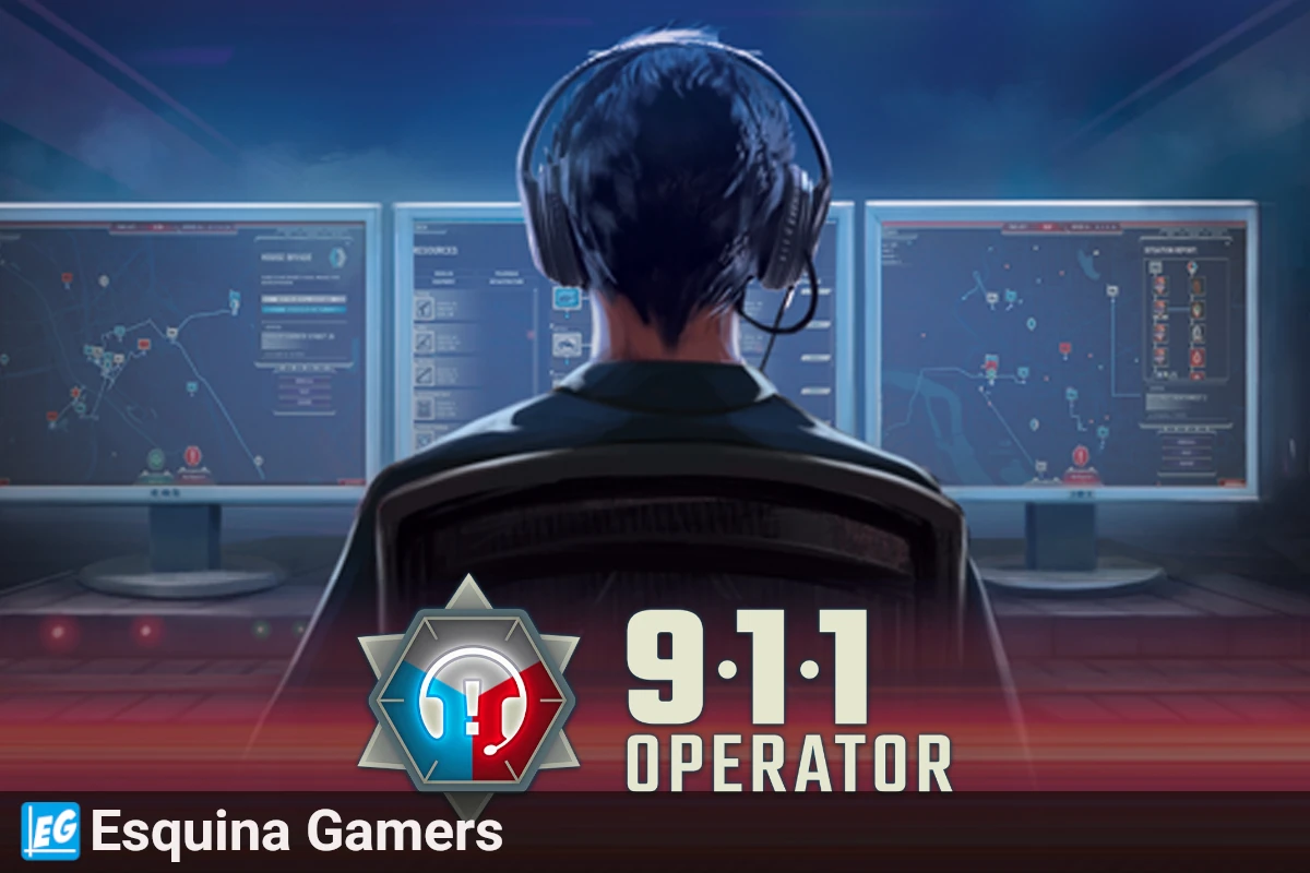 Interfaz de juego y logo de 911 Operator en Esquina Gamers