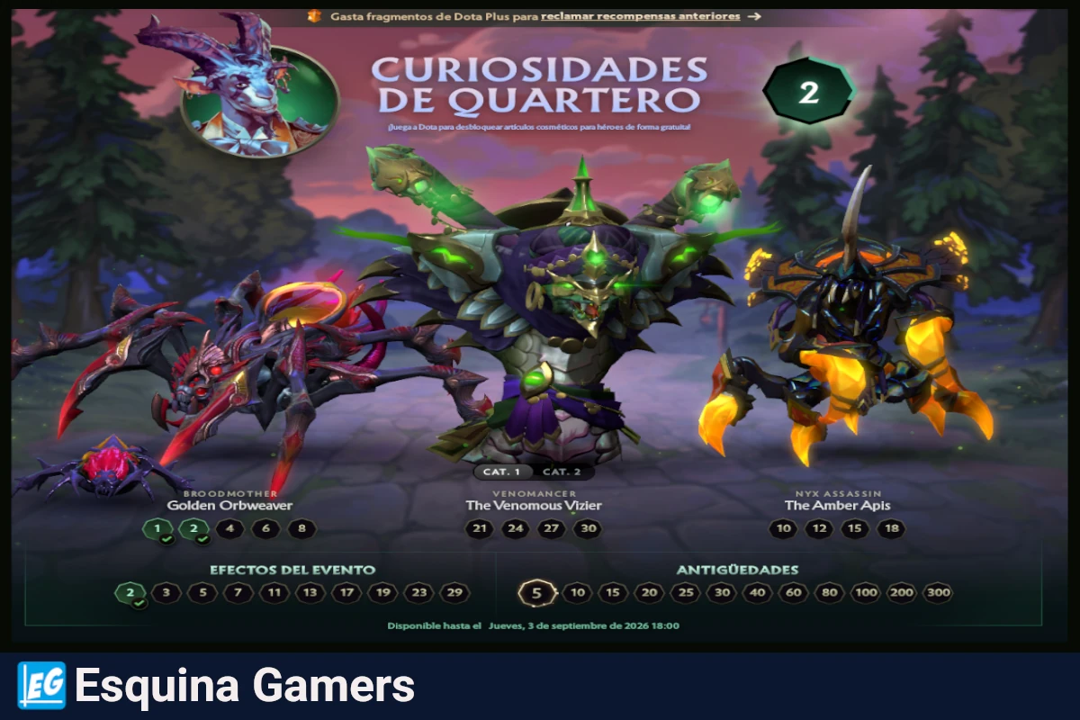 Regresa Curiosidades de Quartero en Dota 2 (Evento Gratis 3-Sep-2026)