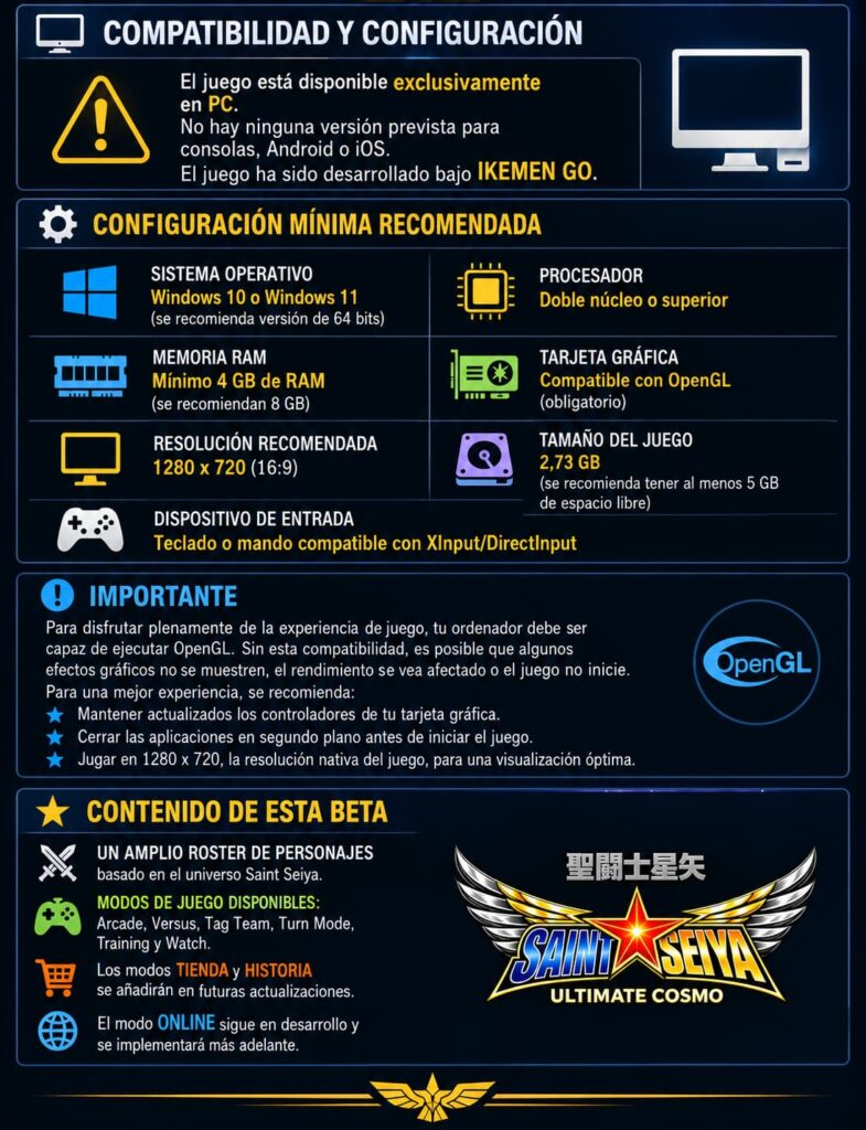 fangame sanit seiya ultimate cosmo caracteristicas