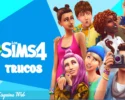 Fondo de los personajes de los sims con la palabra trucos