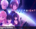 Eternights juego — personajes principales con estética anime y fondo futurista