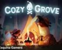 Cozy Grove gratis en Epic Games con explorador y espíritus alrededor de una fogata en la isla